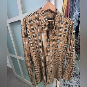 Burberry Beige Plaid Casual Shirt